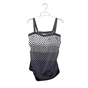 Maxine of Hollywood Womens Tankini Sz 22 Black White Polka Dots Beach Vacation